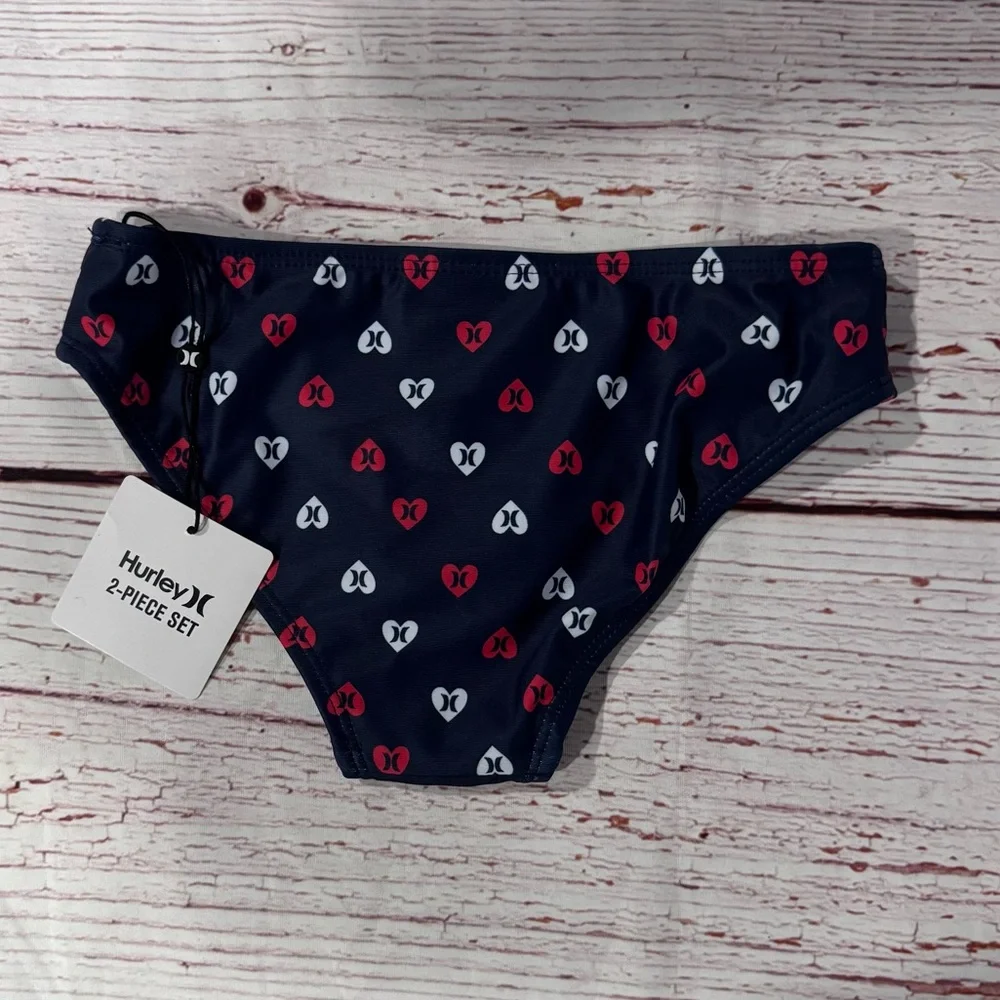 NWT Hurley Girl's Two-Piece Racerback Bikini Swim Set in Midnight Navy Sz 6